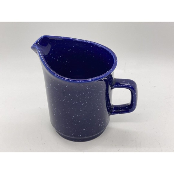 Vintage Japan Stoneware Speckled Cobalt Blue Creamer/ Pourer w/ Handle & Stamped - Picture 4 of 7